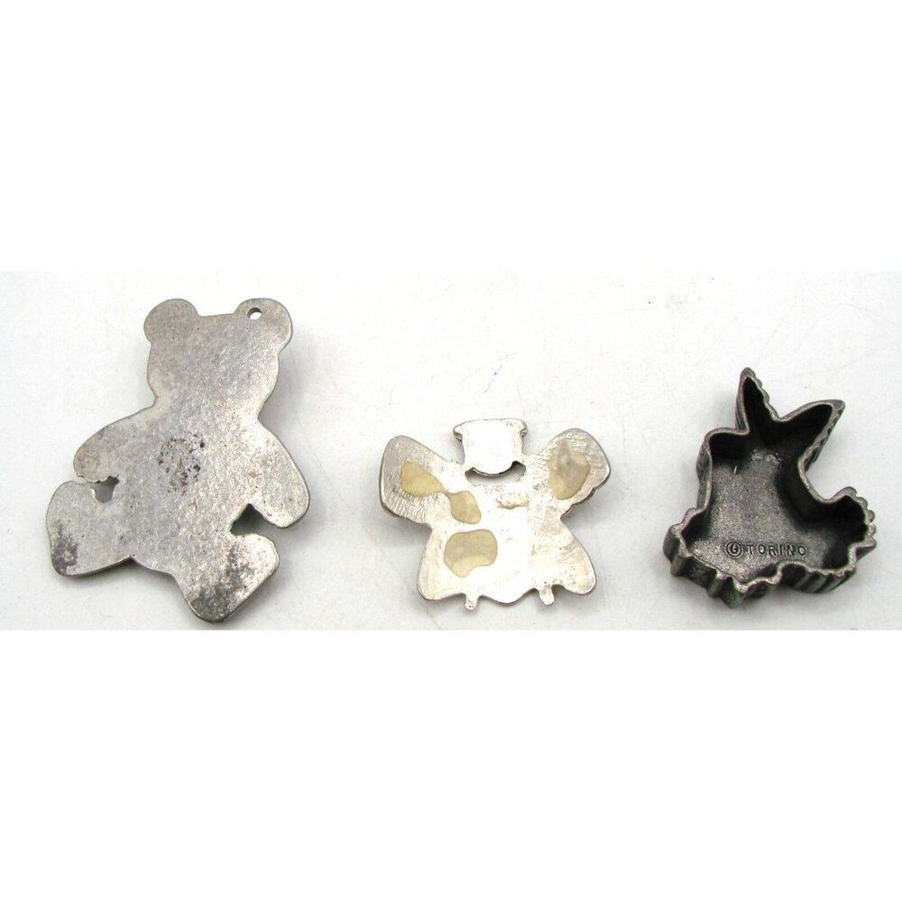 3 Vintage Metal Silver Pewter Jewelry Pieces Bear Angel Hummingbird Crafts Melt - Picture 2 of 10